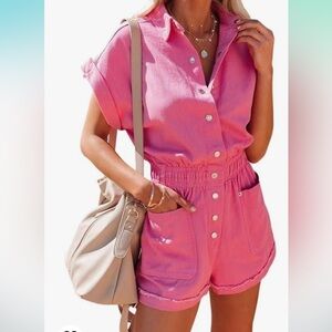 Chic Pink Button-Front Romper